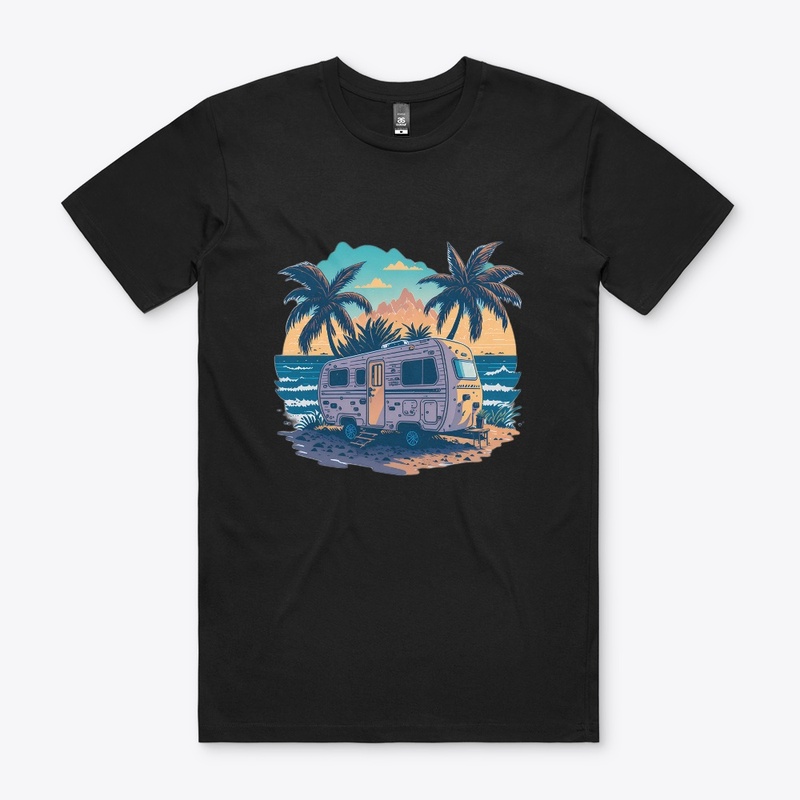 Caravan in the atlantic ocean asunset