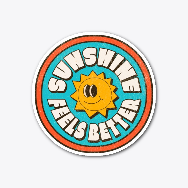 Sunshine Smile Retro Sticker Design