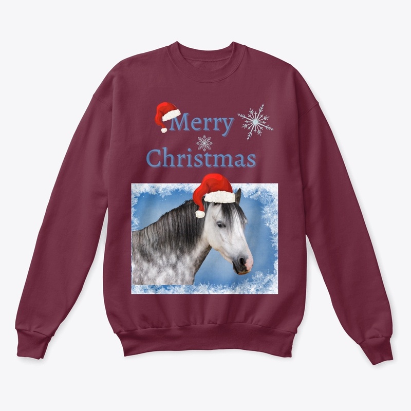 Merry Christmas Horse with Santa Hat
