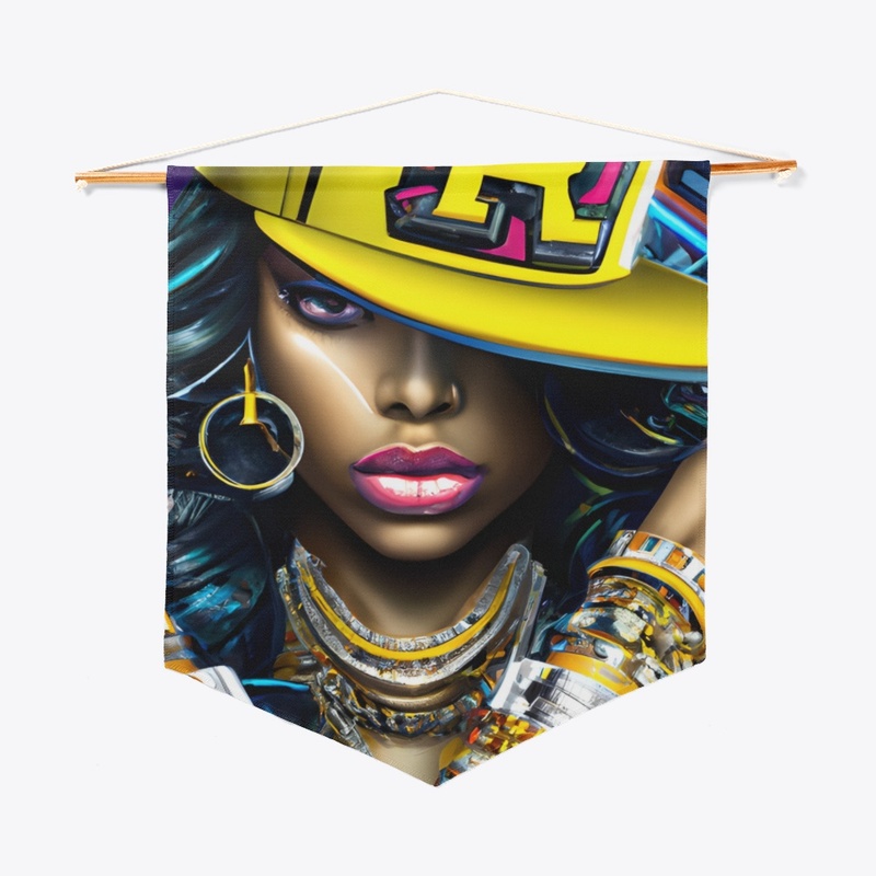 Hip Hop Girl wearing Hat and Jewelry 