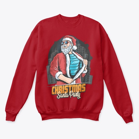 Cool Satna Claus T Shirt, Hoodie Party Deep Red  T-Shirt Front