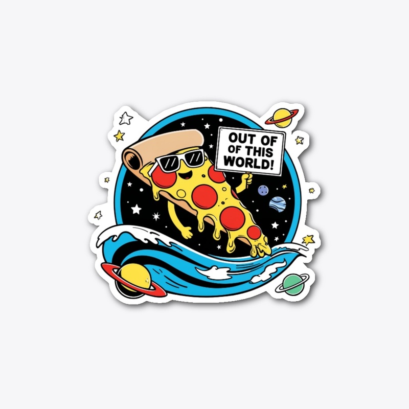 Funny Pop Art Pizza in Space 