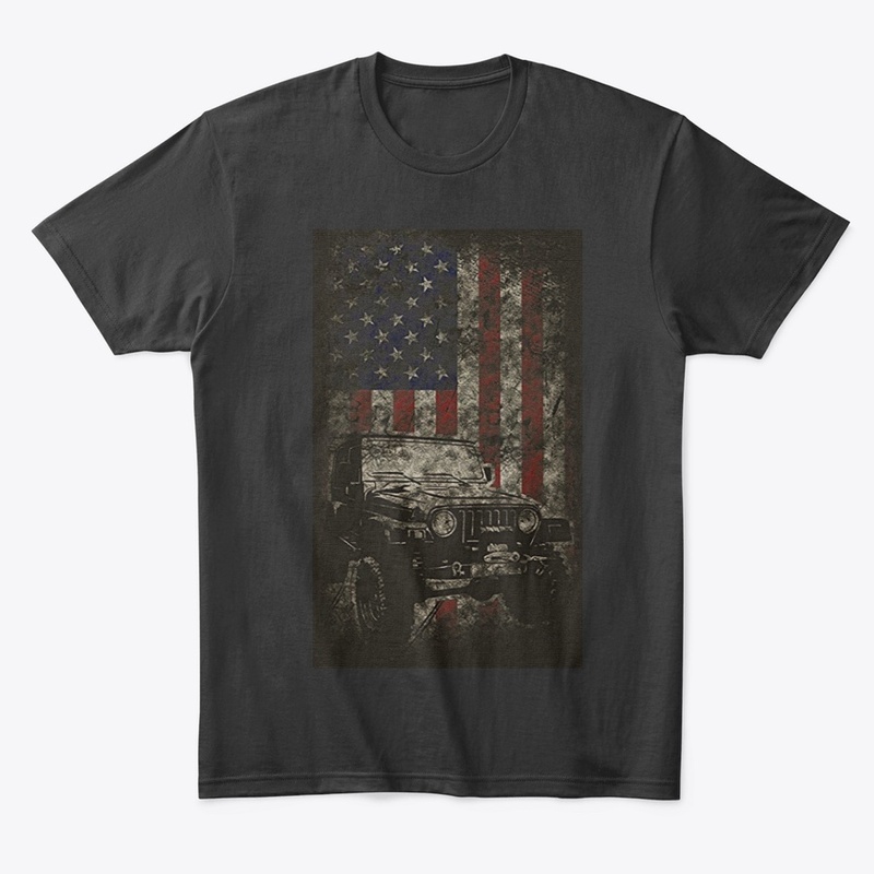 Jeeps American Flag Patriotic Retro 