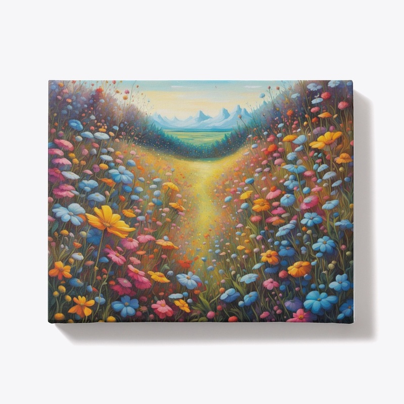 Curved Fields of Rainbow Flowers