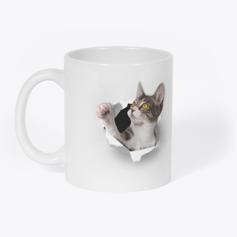 Cute cat poking through the shirt