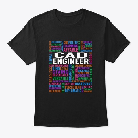 Cad Engineer Job Black T-Shirt Front