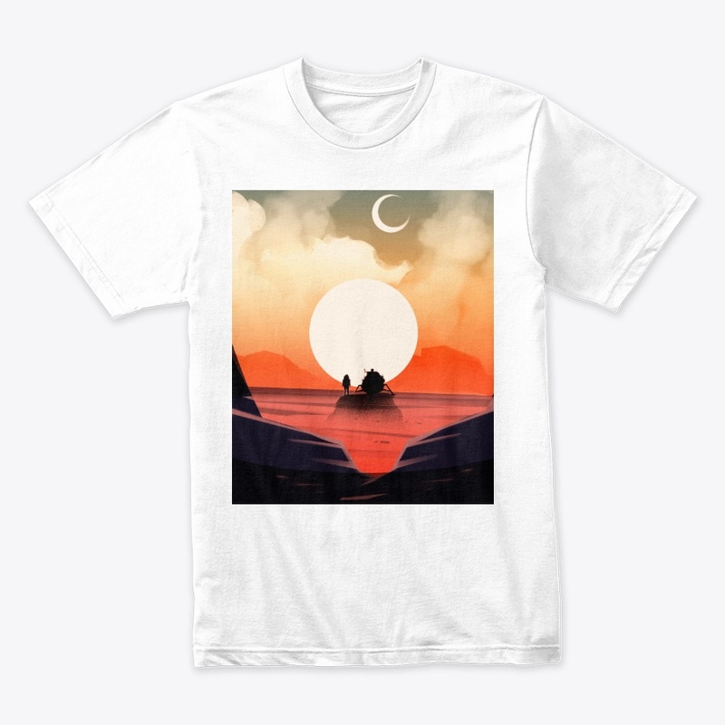 ocean view sunset and moon