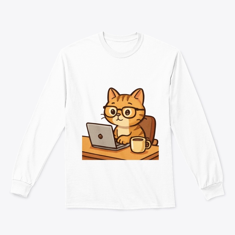 Work from Home Cat - Coffee & Laptop