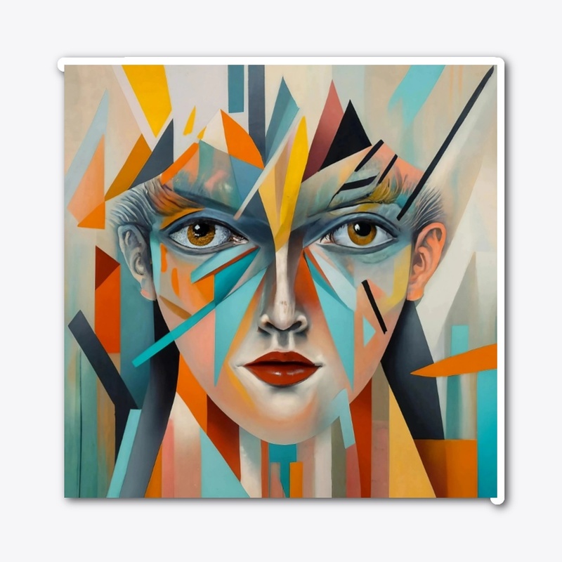 Woman Face, color painting of geometric