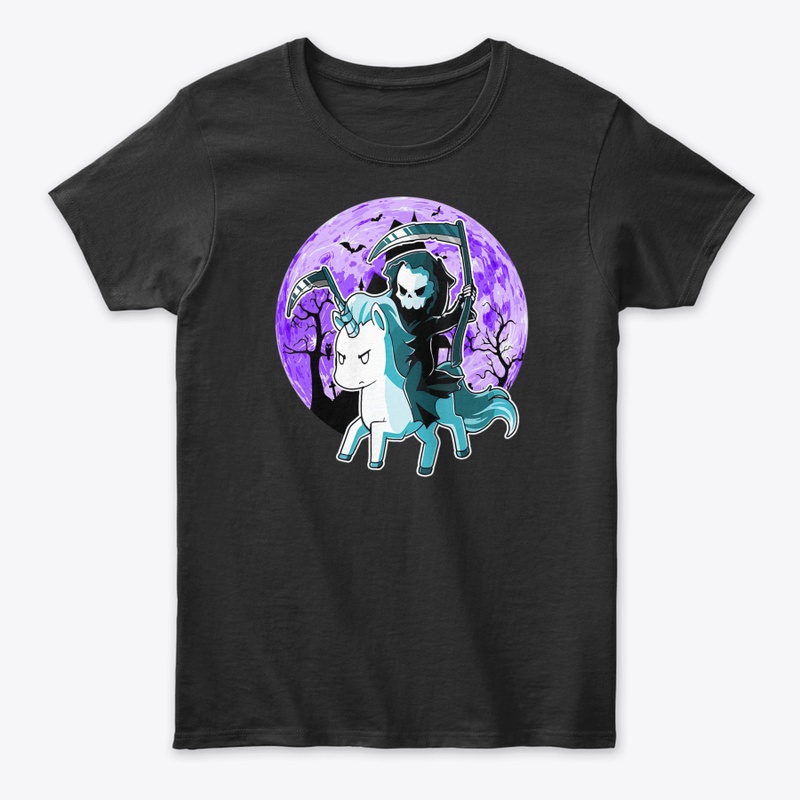 Funny Grim Reaper Riding Unicorn Hallowe