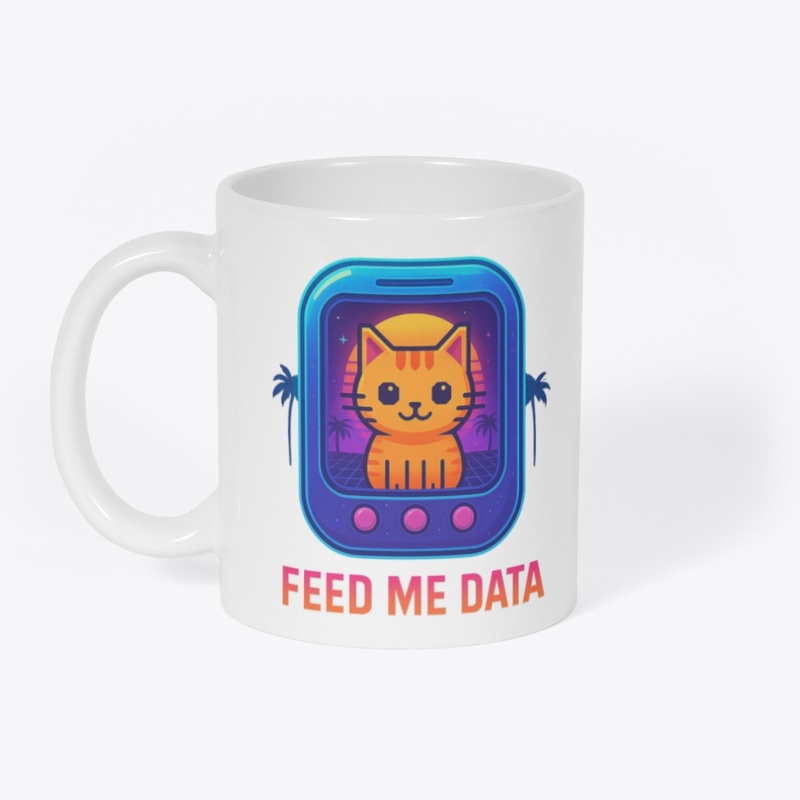 Retro Vaporwave Pixel Cat – Feed Me Data
