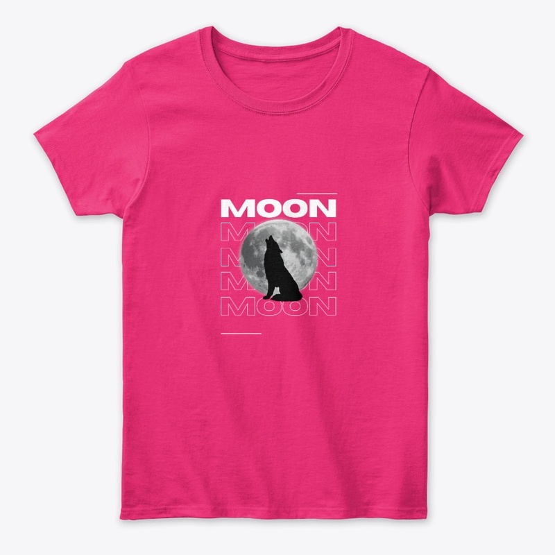 Night wolf design With moon