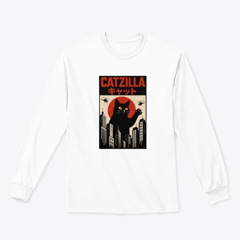 Catzilla Funny Giant Black Cat Japanese
