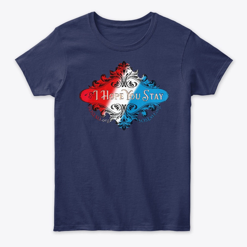 Hope You Stay womens tee in red/wht/blu