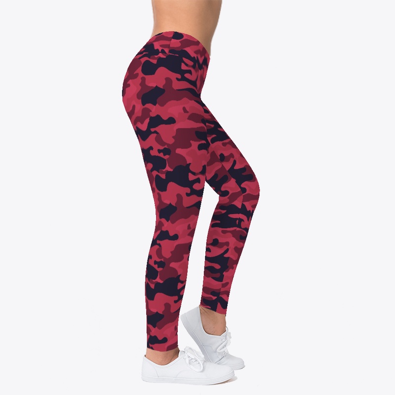 Red Pink Camo Leggings
