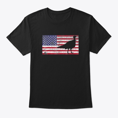 Turkey Hunting T American Flag Usa 4 Th O Black T-Shirt Front