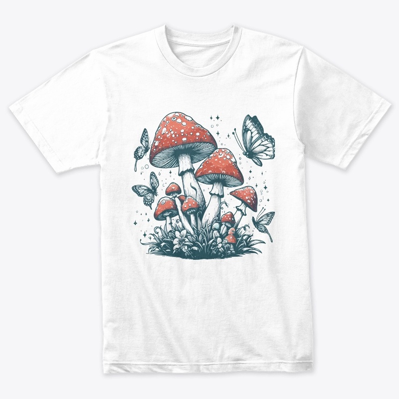 Dancing Butterfly and Mushrooms T-Shirt