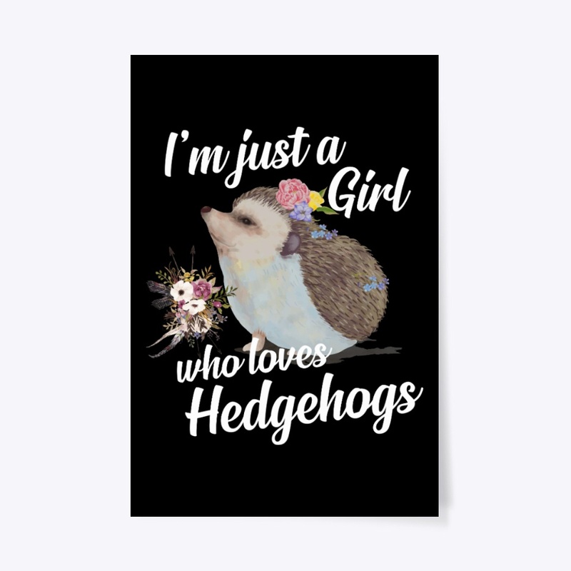 Girl Loves Hedgehogs Watercolor Style