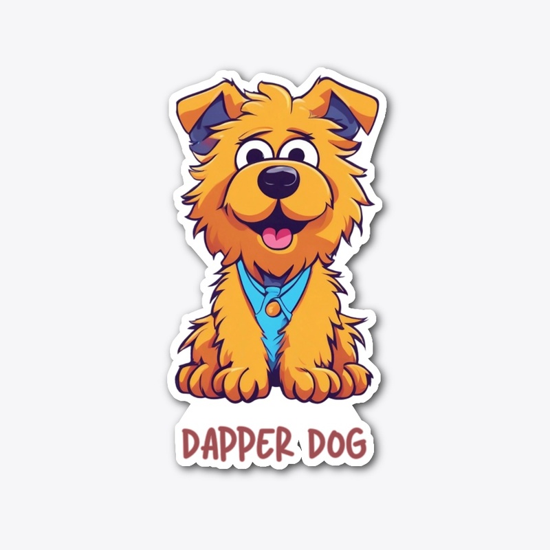 Smiling Furry Dog Wearing Blue Shirt