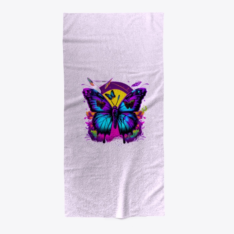 Butterfly Flower Beach Towel