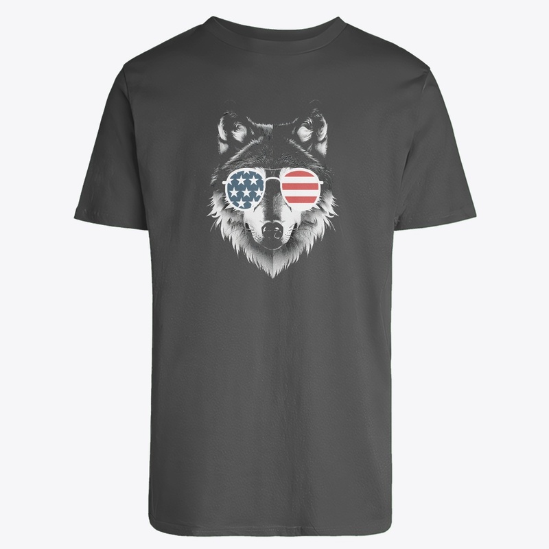 Wolf Art with American Flag Sunglasses