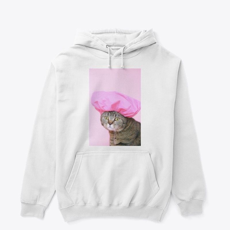 Funny Cat Wearing Shower Cap