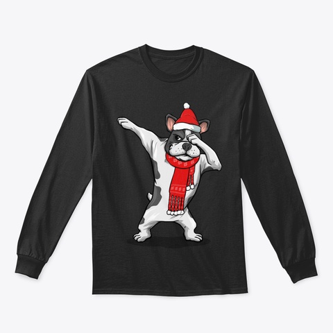 Dabbing French Bulldog   Christmas Costu Black T-Shirt Front
