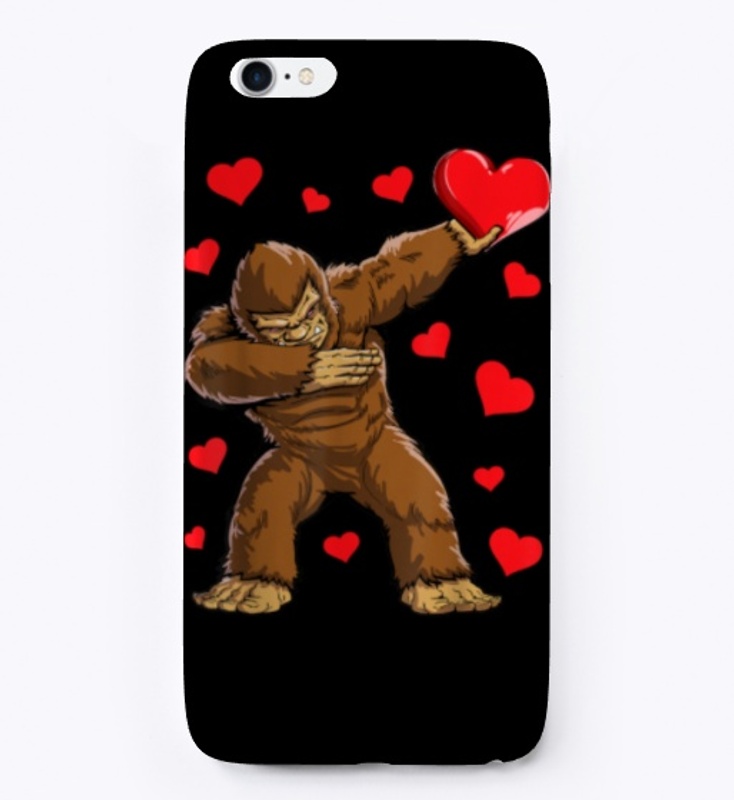 Dabbing Bigfoot Heart Valentines Day
