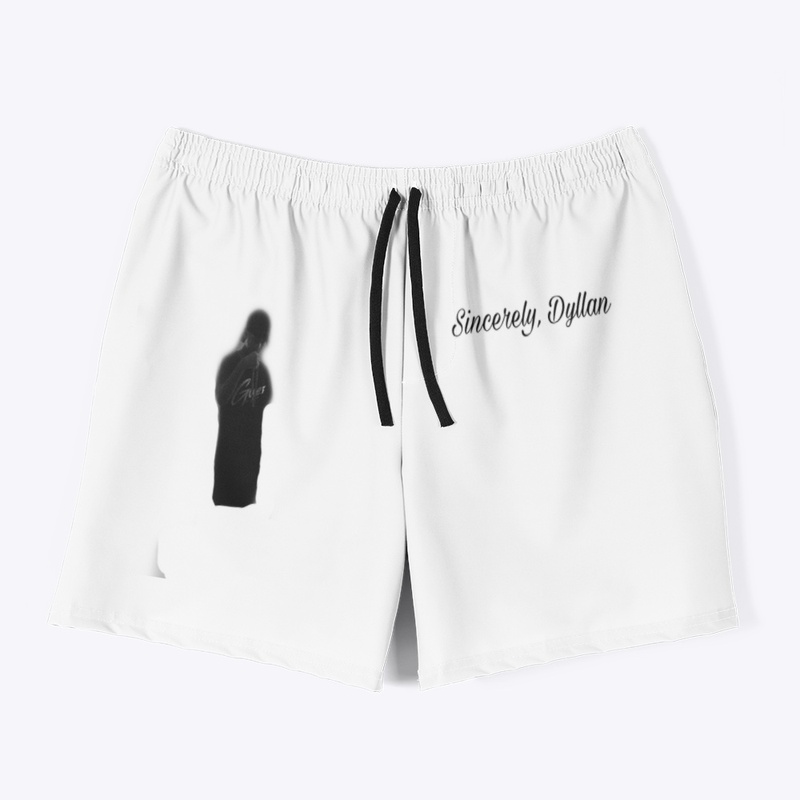 “Sincerely, Dyllan” Blk on Wht Shorts