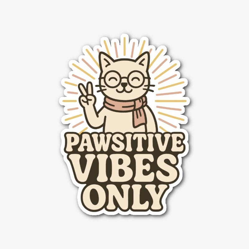 Pawsitive Vibes Only Nerd Cat Tee