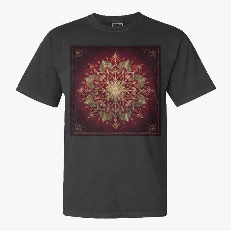 Ornate Red Gold Mandala Sacred Art