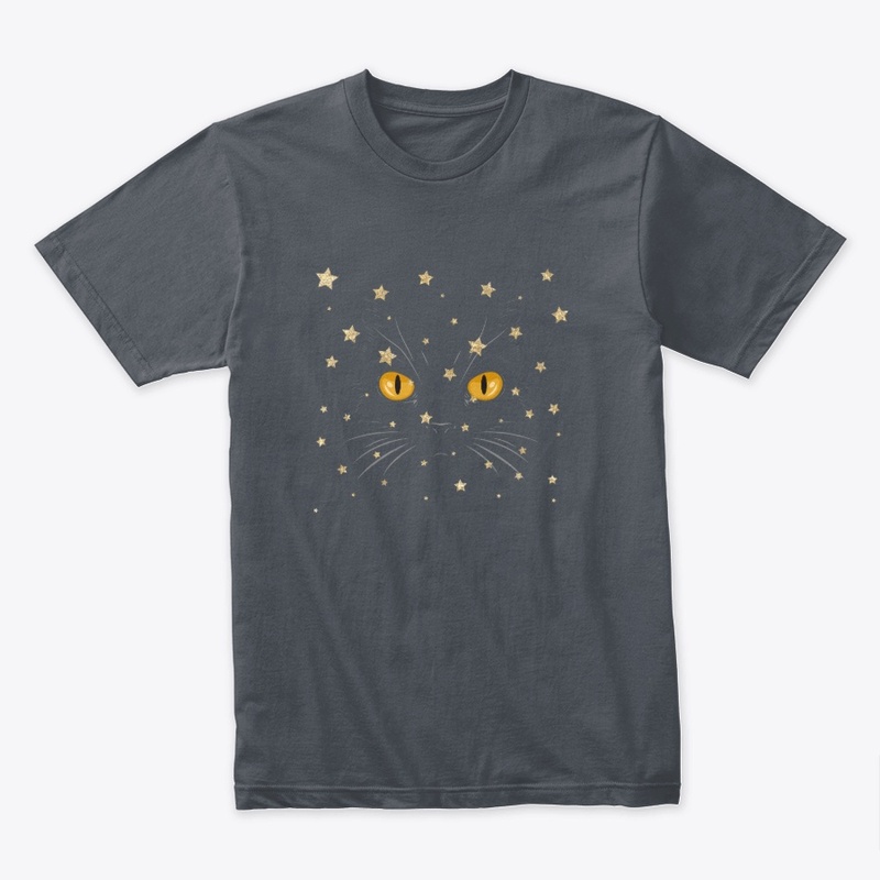 cute cat face & stars or meow
