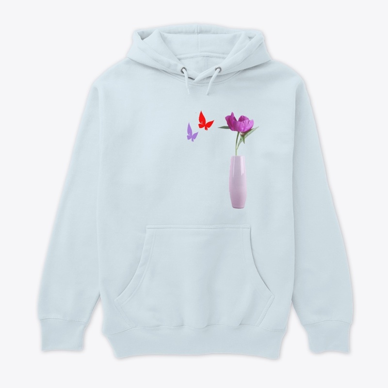 Purple Flower in Base and 2 Butterfly