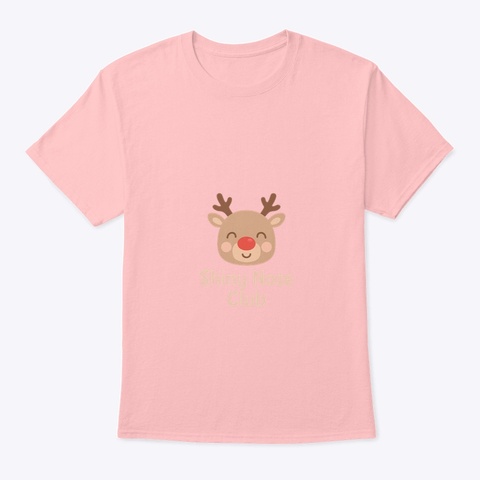 Reindeer Nose Christmas Shirt  Pale Pink T-Shirt Front