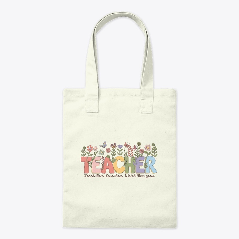 Colorful Teacher Floral Design -T-Shirt