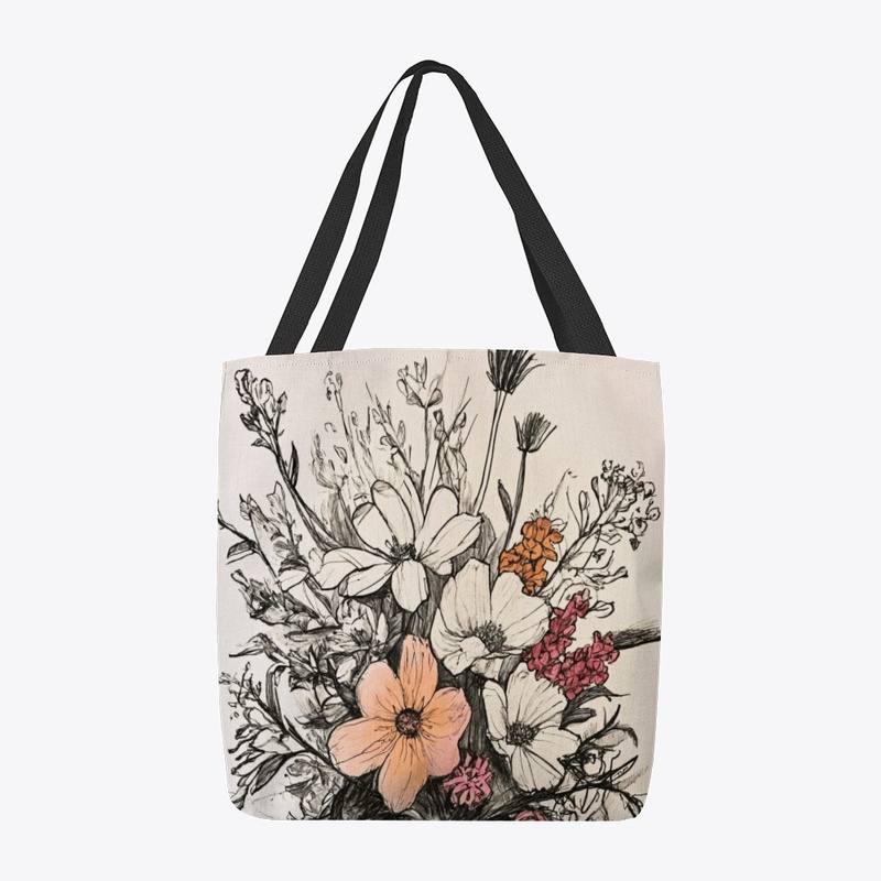 Floral Design Multicolor Tote Bag 