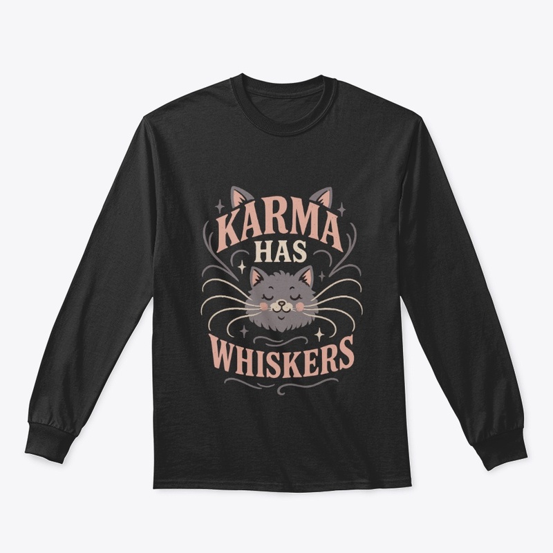 Karma Has Whiskers Retro Cat Tee Gift