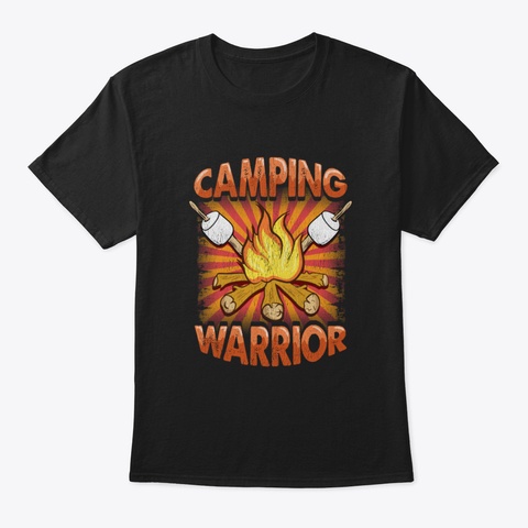 Camping Warrior Camp Fire Camper Outdoor Black T-Shirt Front