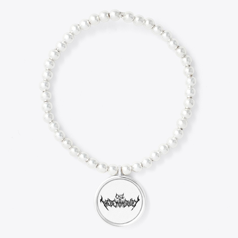 Black Logo Circle Pendant Bracelet