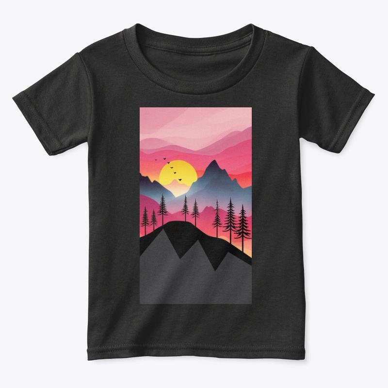 2.	Minimal mountain silhouette at sunset