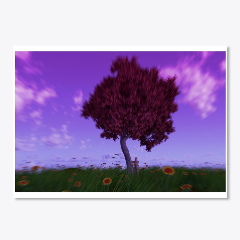 Landscape of man admiring a tree