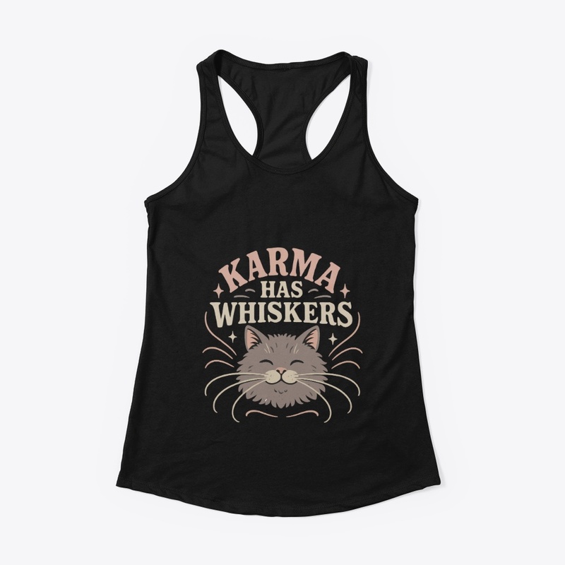 Karma Has Whiskers Retro Cat Tee Gift