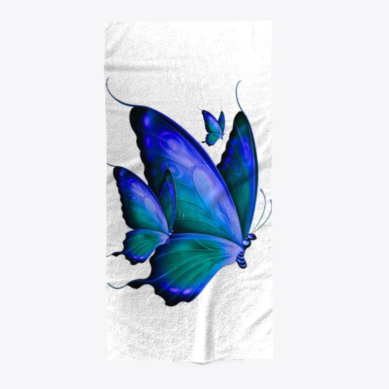 Trinity Blue Butterfly Pillow and Towel 
