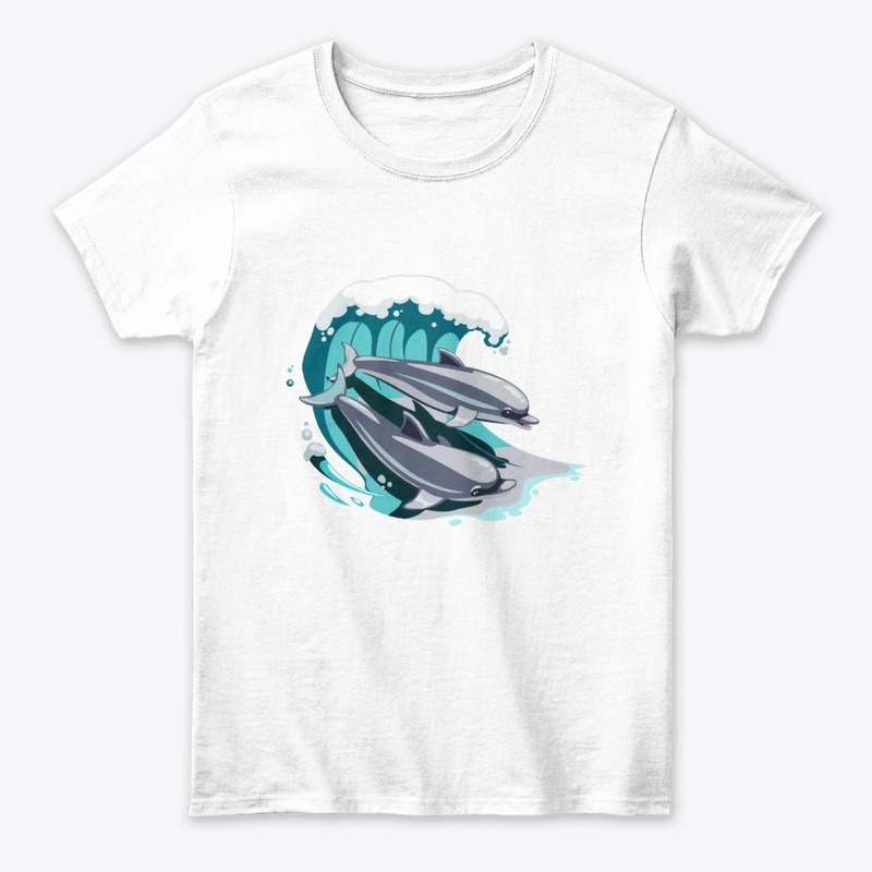 Dolphins in wave