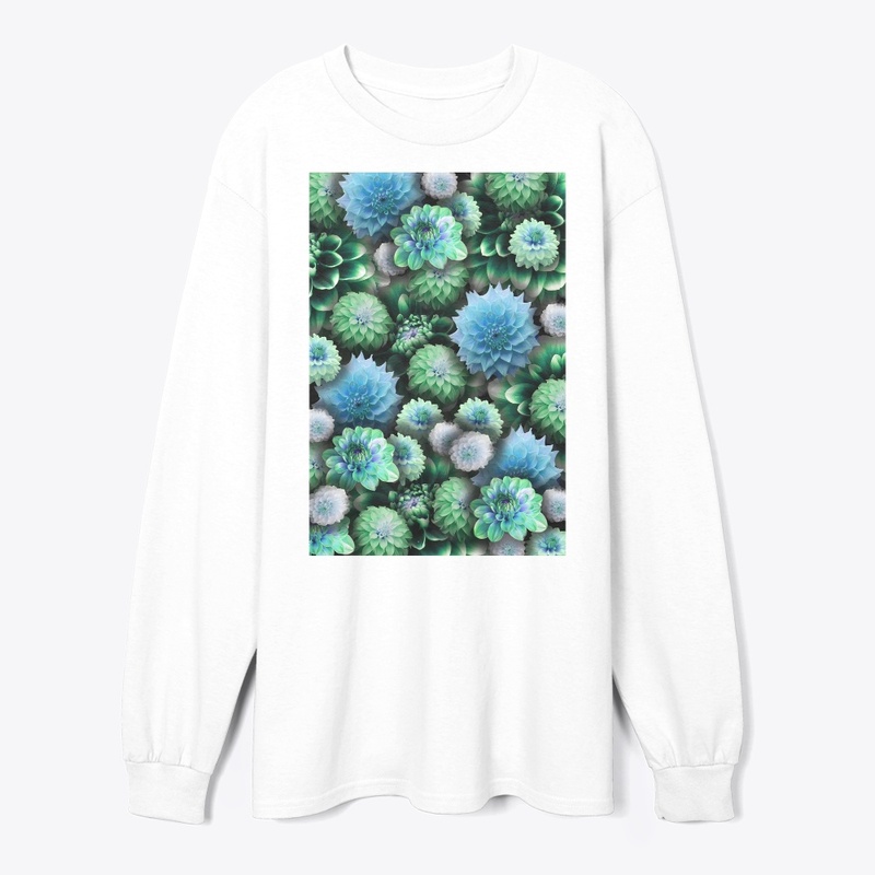 Blue Green Dahlias Collage