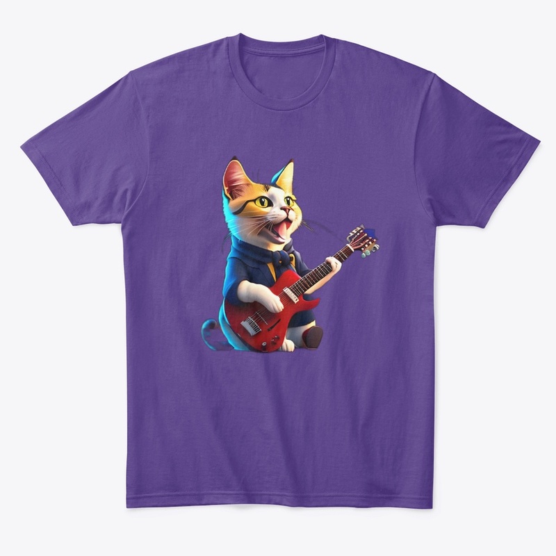 Smart Cat Playing Music Guitar T shirt