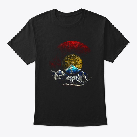 Colorado Shirt With Flag Themed Mountain Black T-Shirt Front