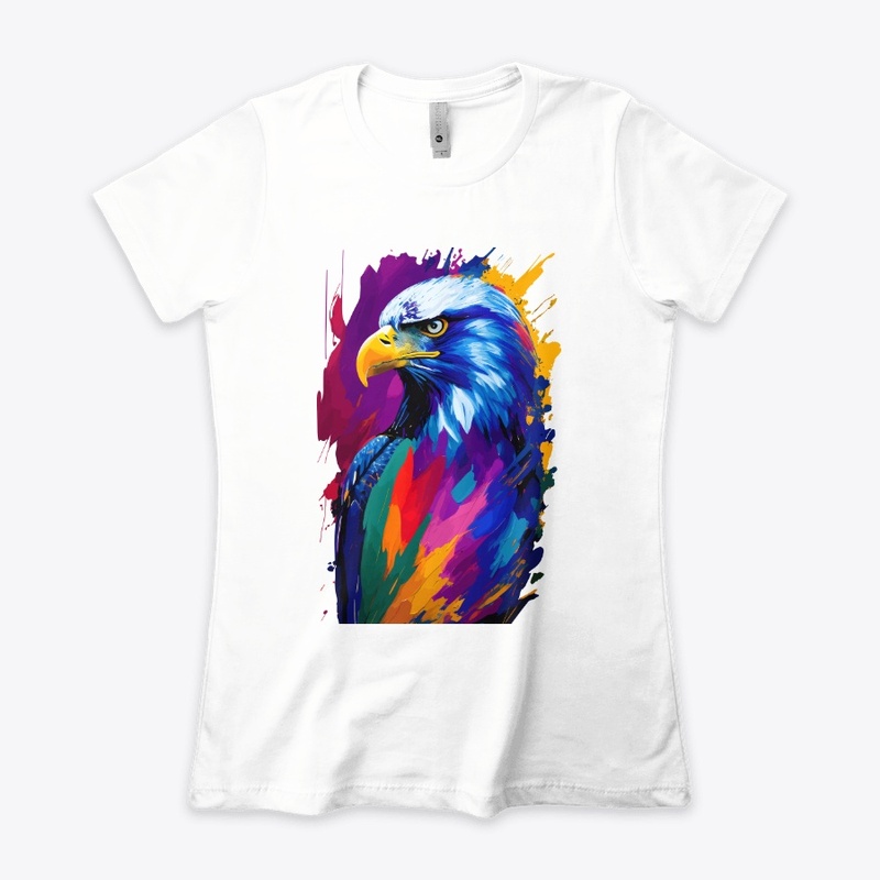 Vibrant Eagle in colorful splatter, left