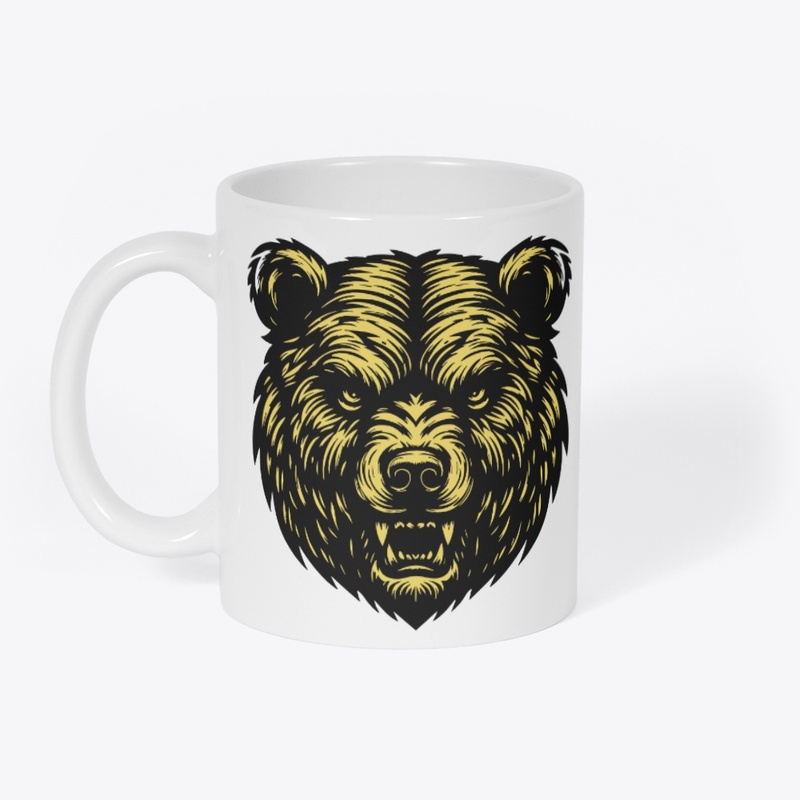 Angry Bear Head Design Fierce Wildlife