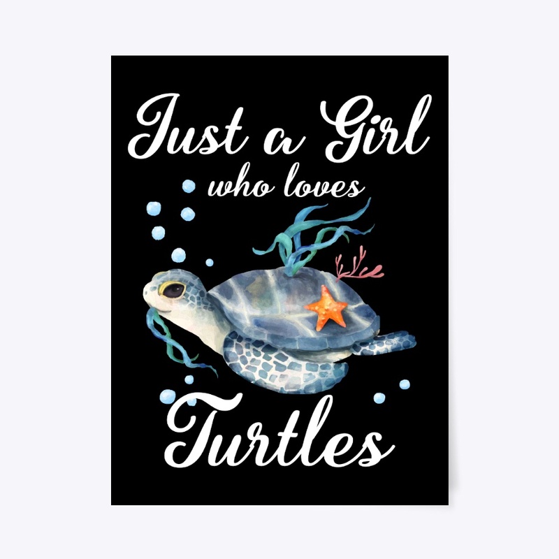 Girl Loves Turtles Watercolor Style
